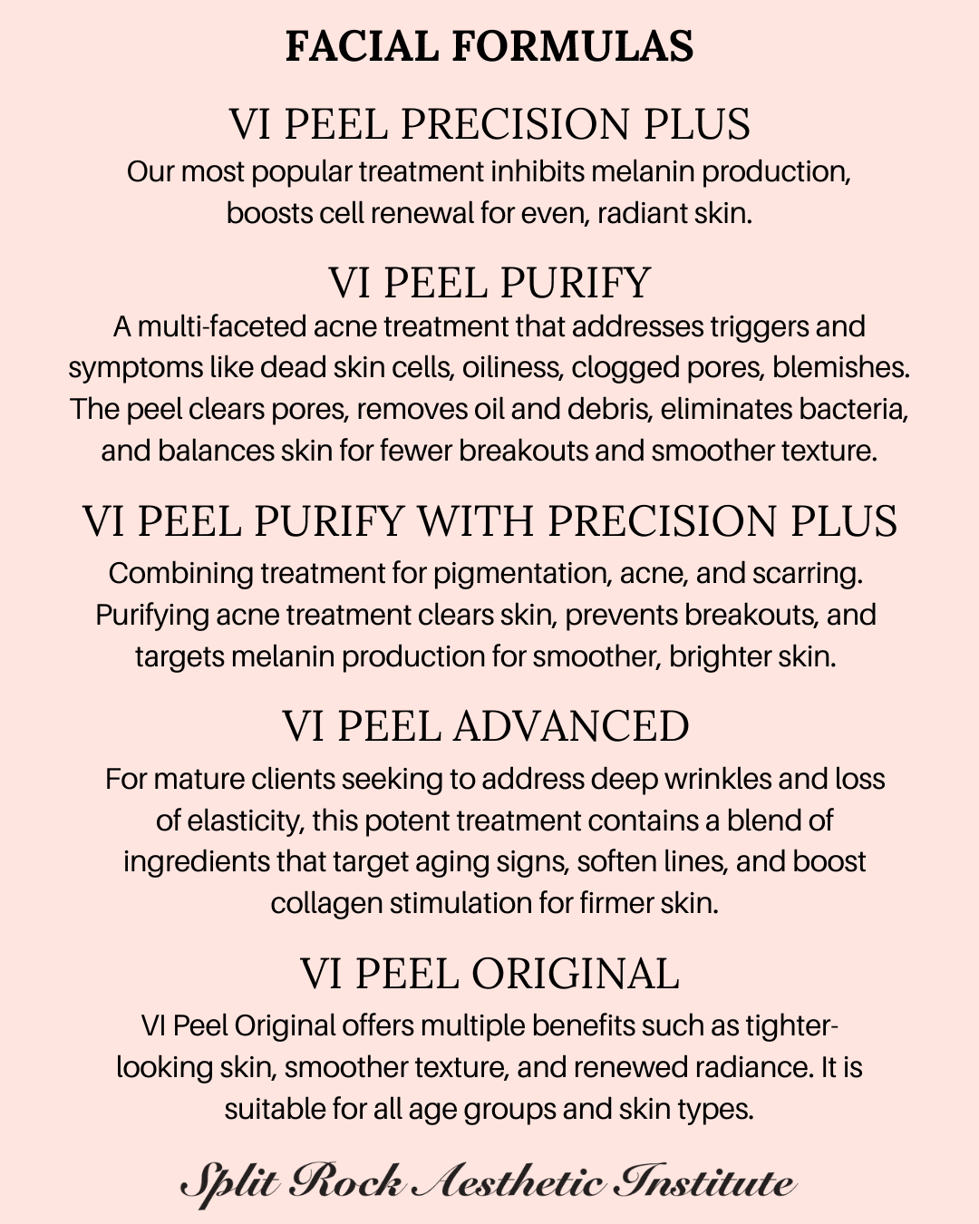 VI PEEL Facial Formulas